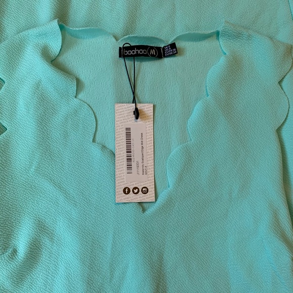 Maternity Scalloped Edge Midi Mint Dress - Picture 2 of 2